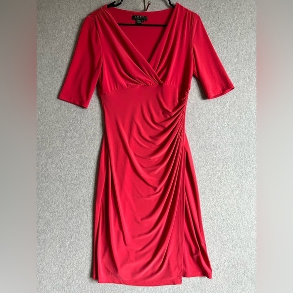 Lauren Ralph Lauren Women’s Dress Size 6 Wrap Raspberry - Picture 1 of 11